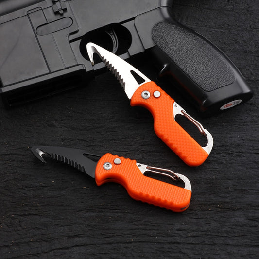 Portable Keychain Folding Knife with Serrated Hook