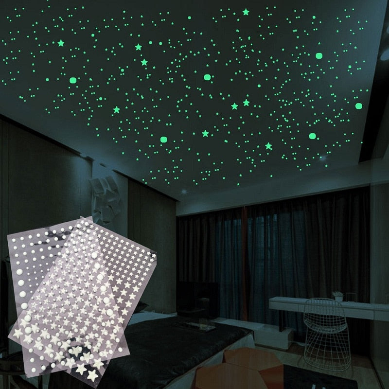 Luminous 3D stars and dots wall sticker for the child's bedroom