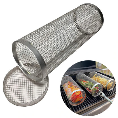 - Cylindrical Barbecue in Stainless Steel - 