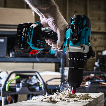 Cordless impact drill and screwdriver with two batteries