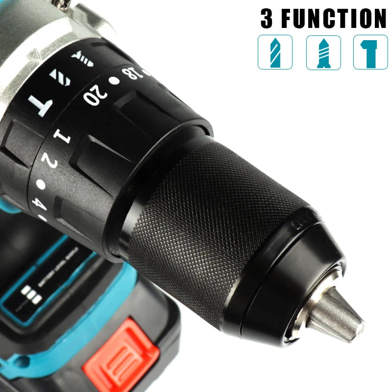 Cordless impact drill and screwdriver with two batteries