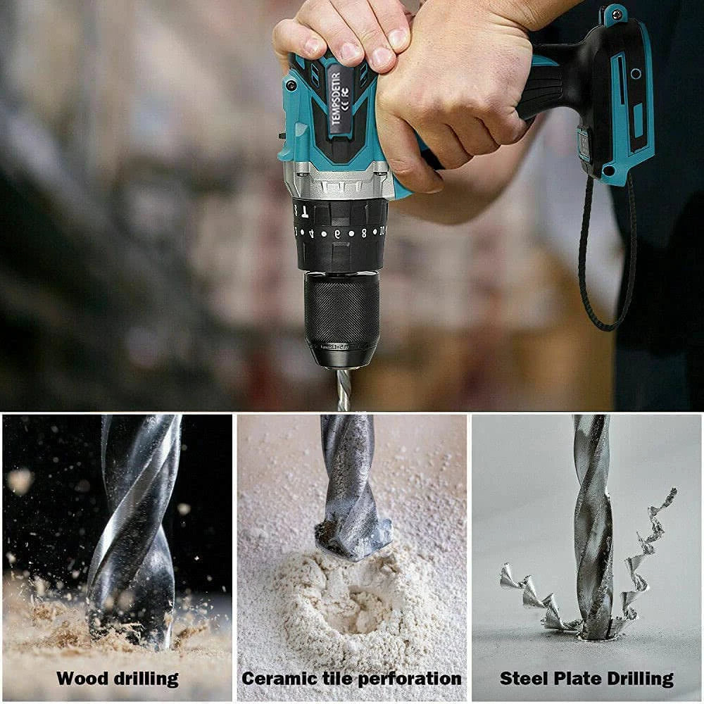 Cordless impact drill and screwdriver with two batteries