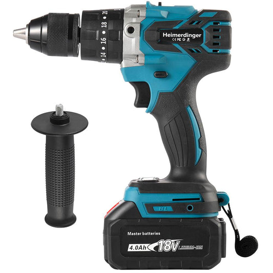 Cordless impact drill and screwdriver with two batteries