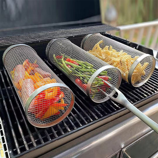 - Cylindrical Barbecue in Stainless Steel - 