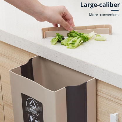 Title: 9L Folding Trash Can, Hanging Kitchen Organizer, by Desoutil