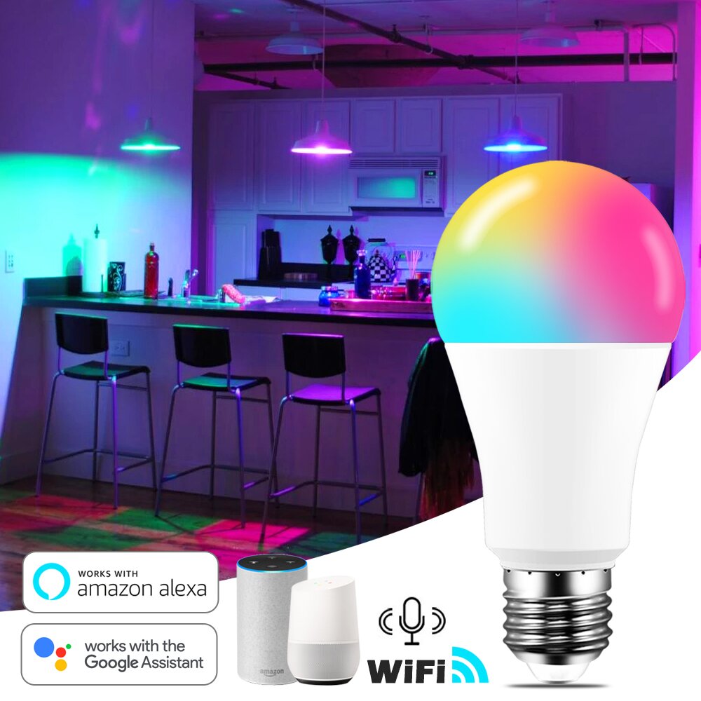 Умная светодиодная лампа WiFi с таймером и переменным цветом