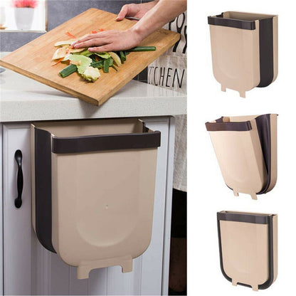 Title: 9L Folding Trash Can, Hanging Kitchen Organizer, by Desoutil