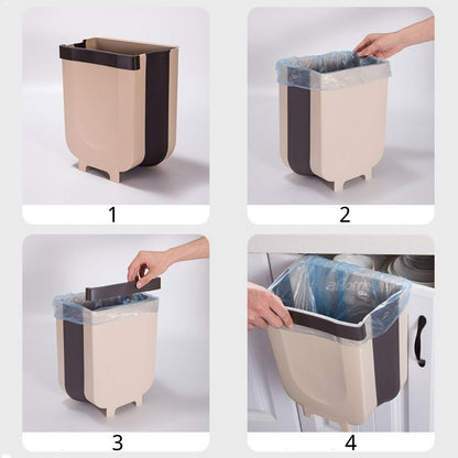 Title: 9L Folding Trash Can, Hanging Kitchen Organizer, by Desoutil