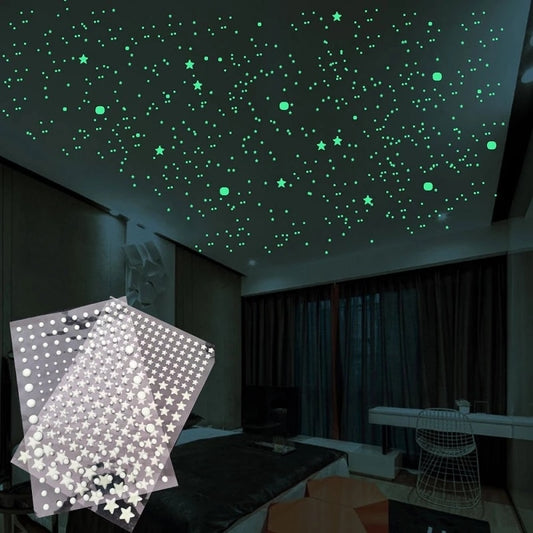 Наклейка на стену со светящимися 3D звездами и точками для детской спальни