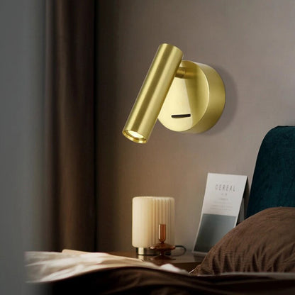 Brass LED wall light with switch