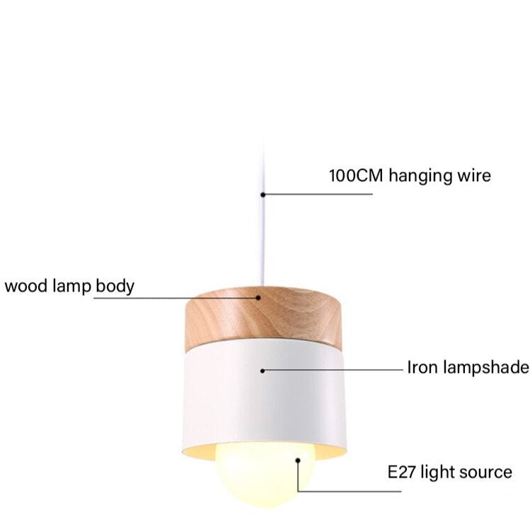 Plafonnier LED suspendu en bois au design nordique minimaliste moderne