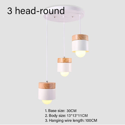 Modern minimalist Nordic design wooden hanging LED ceiling light