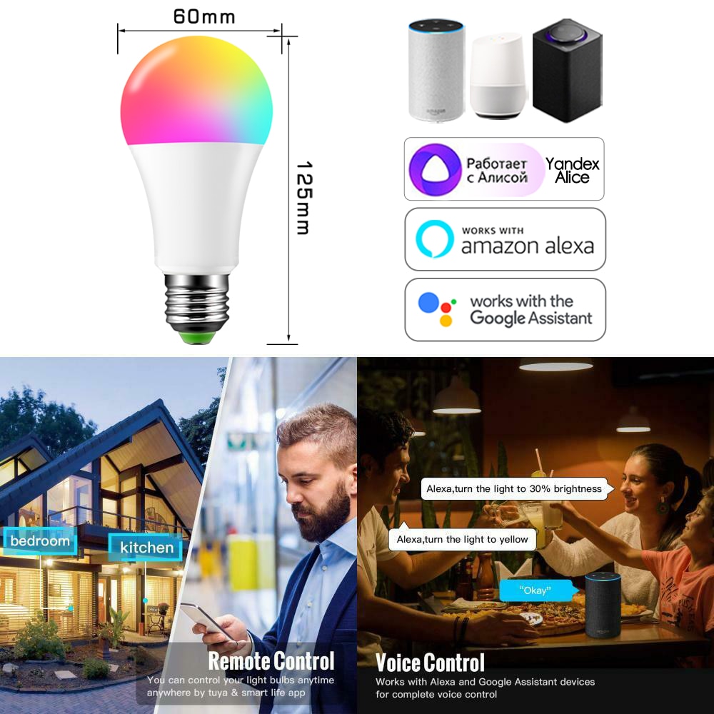 Smart WiFi LED Bulb with Timer and Variable Color