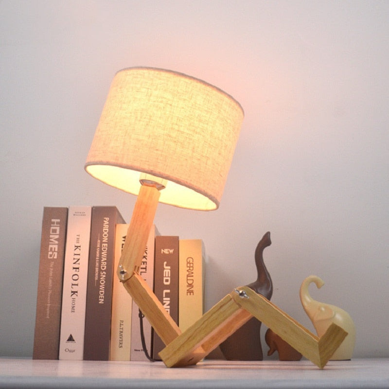 Flexible and Foldable Wooden Table Lamp