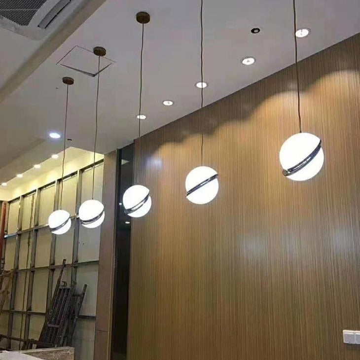 Golden LED hanging ceiling light with modern Nordic design