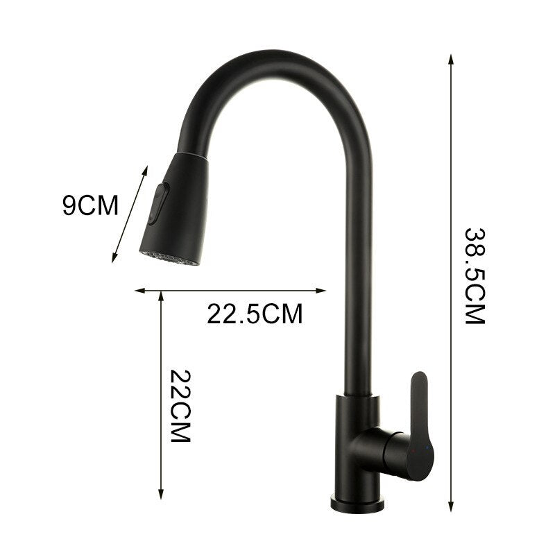 Cold and Hot Telescopic Pull Out Kitchen Faucet 