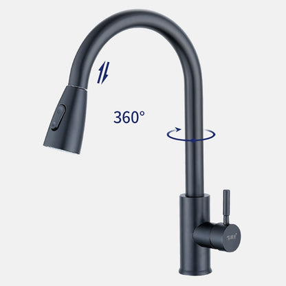 Cold and Hot Telescopic Pull Out Kitchen Faucet 