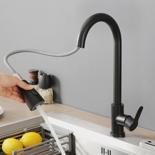 Cold and Hot Telescopic Pull Out Kitchen Faucet 